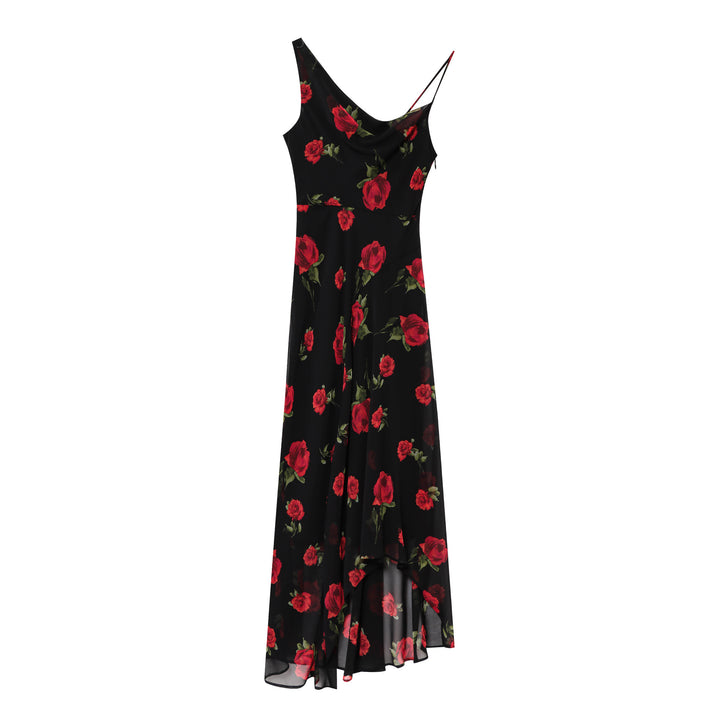 Damer Floral Print Maxi Kjole med asymmetrisk Kant Stilla