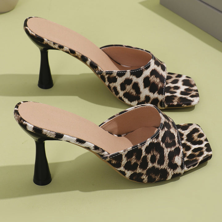 Dame Åbne High Heel Pantoletten med mode Slange-Design og behagelig Indersål Stilla