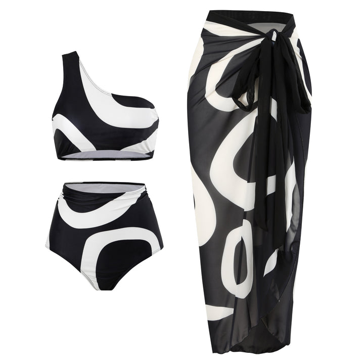 Dame bikini sæt med asymmetrisk top og sarong Stilla