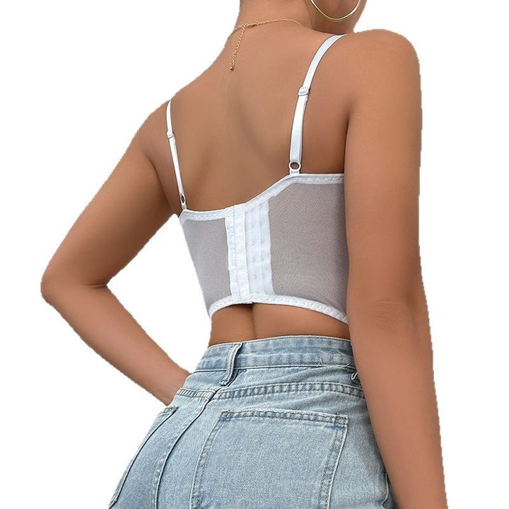 Dame Glitrende Bustier med transparent Mesh-indlæg Stilla