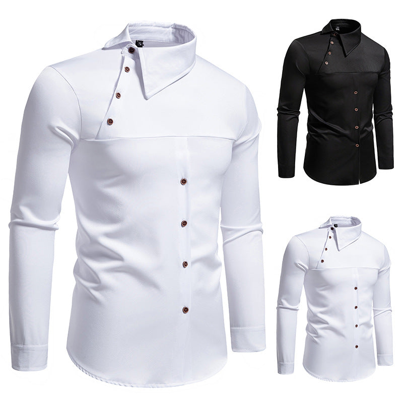 Herrer samtids asymmetrisk Button-Up-Skjorte Stilla