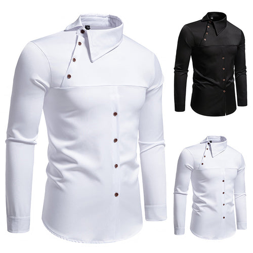 Herrer samtids asymmetrisk Button-Up-Skjorte Stilla