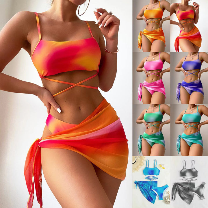 Dame Bikini-sæt med raffineret indpakningsskørt og nostalgisk glitrende Stilla