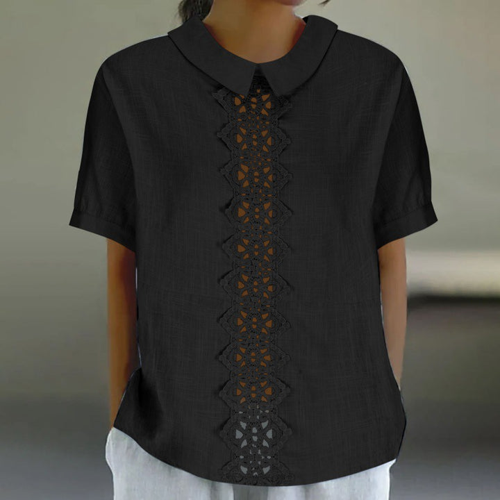 Femme Elegant Kravebluse med Spidsdetaljer Stilla