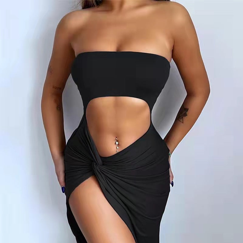 Dame strapless Maxi-kjole med cut-outs og asymmetrisk split Stilla