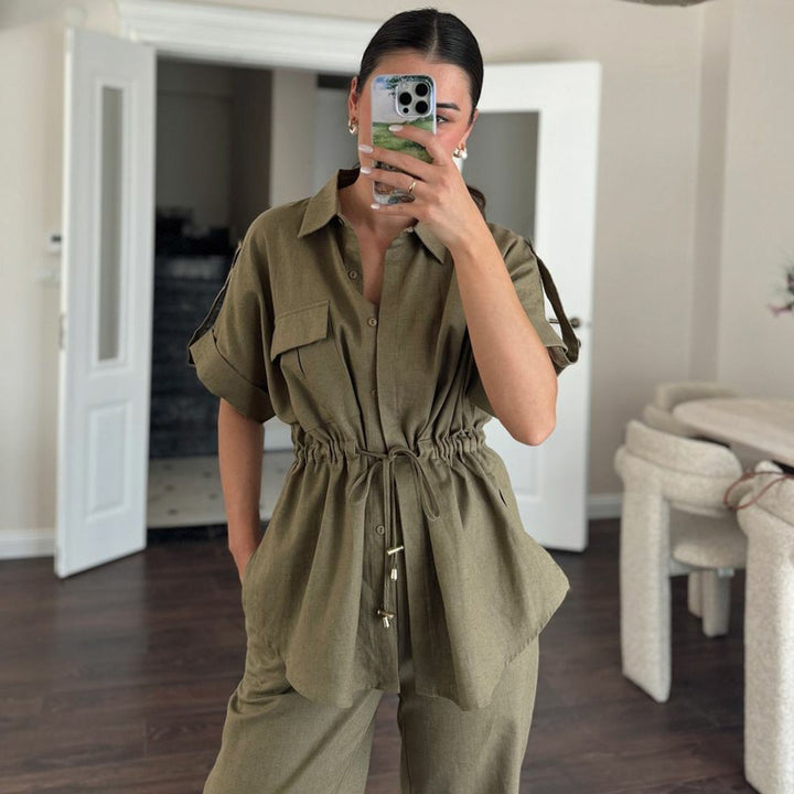 Dame moderne og luftig bluse T-shirt med taljejustering Stilla