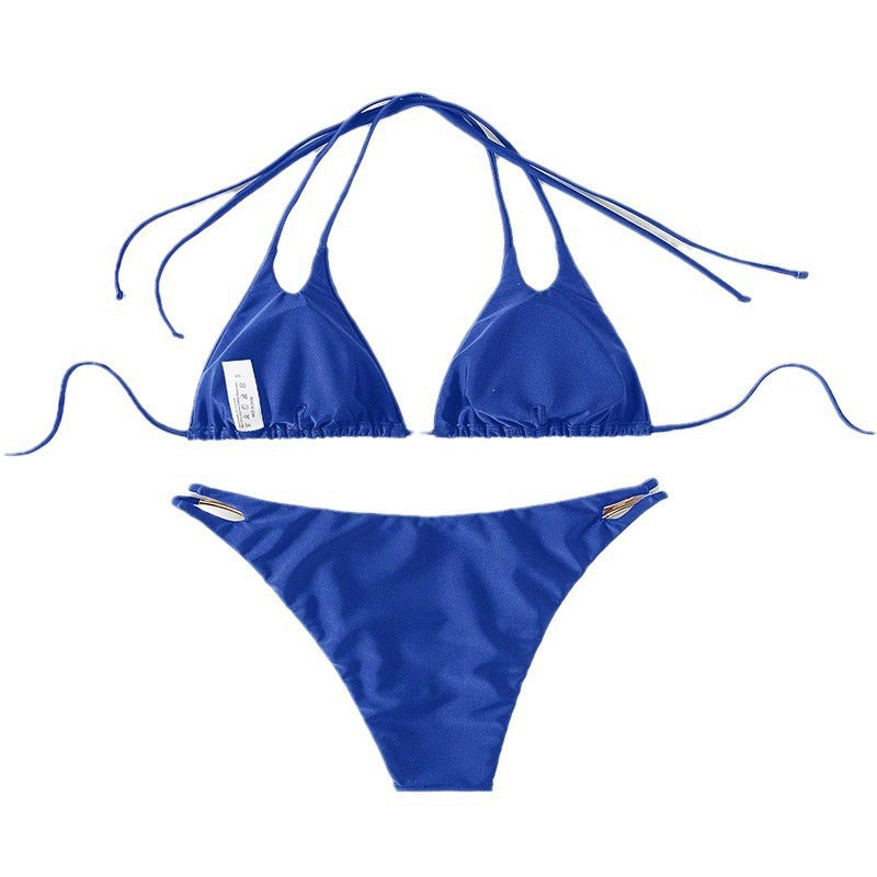 Dame triangel-bikini med elegante binde-detaljer Skovae