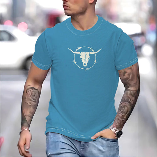 Herren T-shirt med unikt Barbed Wire-motiv og kvalitets bomuldsblanding Stilla