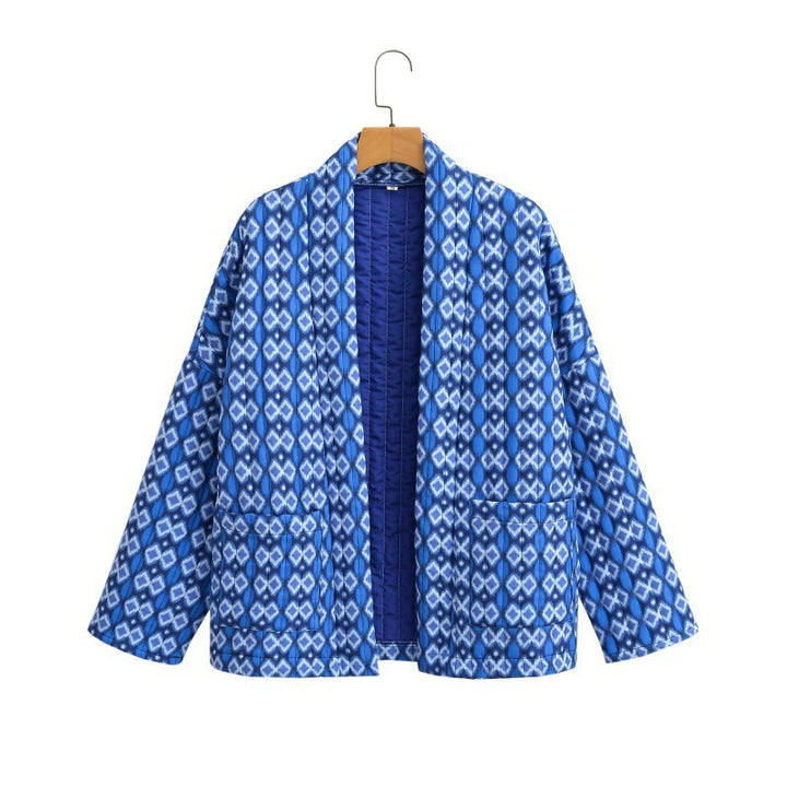 Dame kimono-stil jakke med detaljeret mønster Stilla