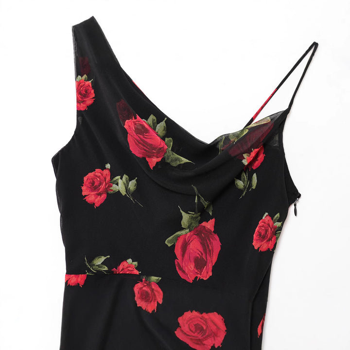 Damer Floral Print Maxi Kjole med asymmetrisk Kant Stilla