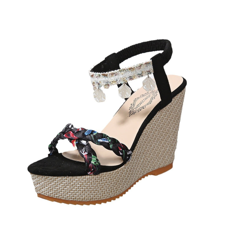 Dame Wedge-sandaler med dekorativ rem og behageligt fodseng Stilla