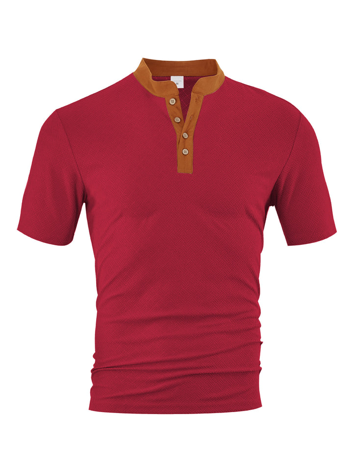Herrer poloshirt med elegant Henley-udskæring og struktureret design Stilla