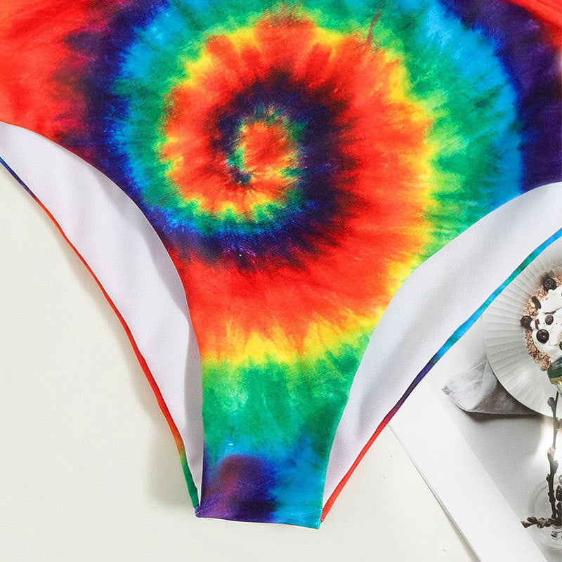 Dame Højtskaffet Bikini-Sæt med Spiralmønster Skovae