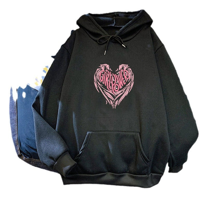 Kvinders hoodie med kreativ hjerte design Skovae