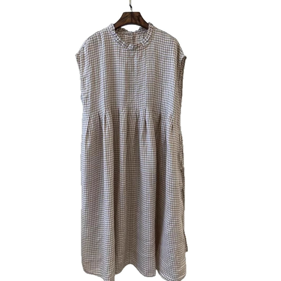 Femme Gingham Check Midi Kjole med Flæsekant Stilla