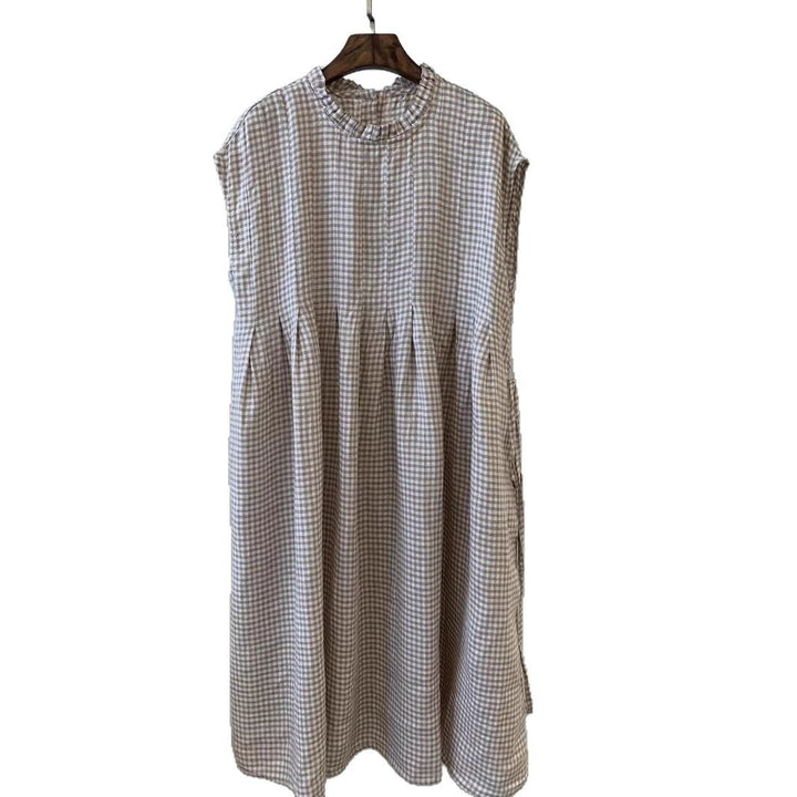 Femme Gingham Check Midi Kjole med Flæsekant Stilla