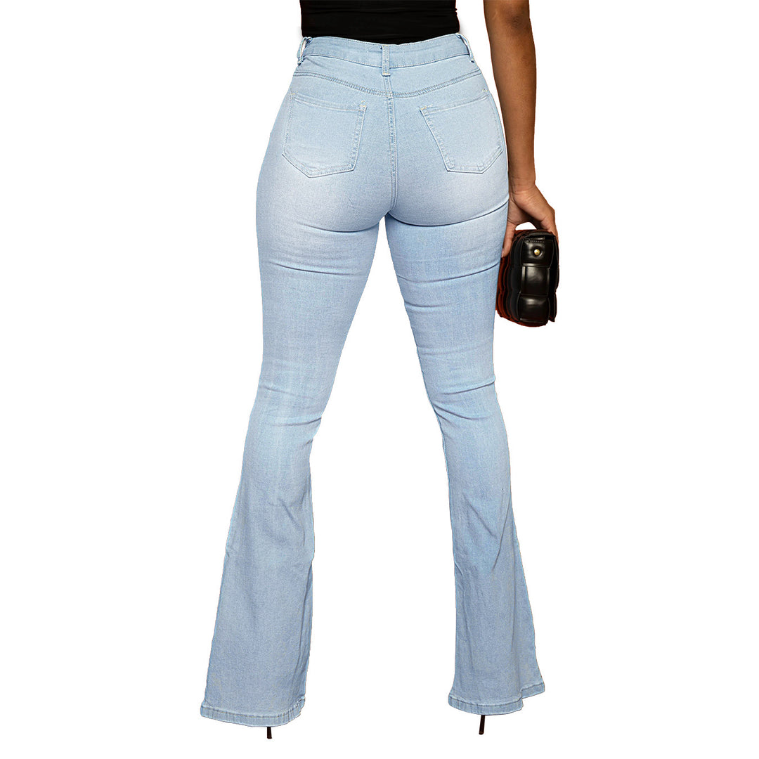 Dame Bootcut Jeans med højt taljebånd og moderne snit Stilla