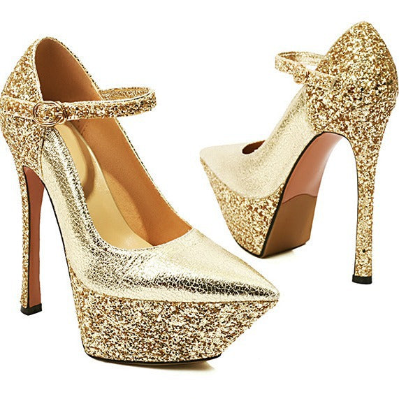 Femme Glamorous Platform Højhælede sko med elegant ankelrem Stilla