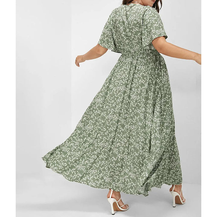 Dame Maxikjole med blomsterprint og sidelæg Stilla