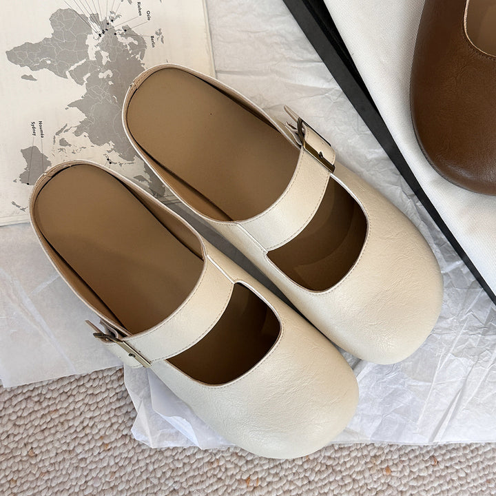 Femme Mary Jane Stil Lukket Tå Mules med Justerbar Spænde Stilla