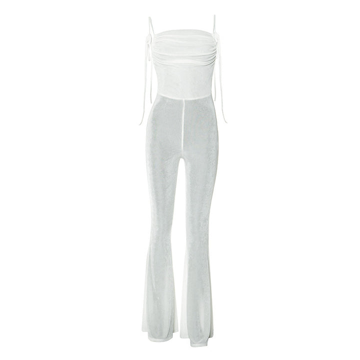 Dame elegant jumpsuit med smal ben og rynker Stilla