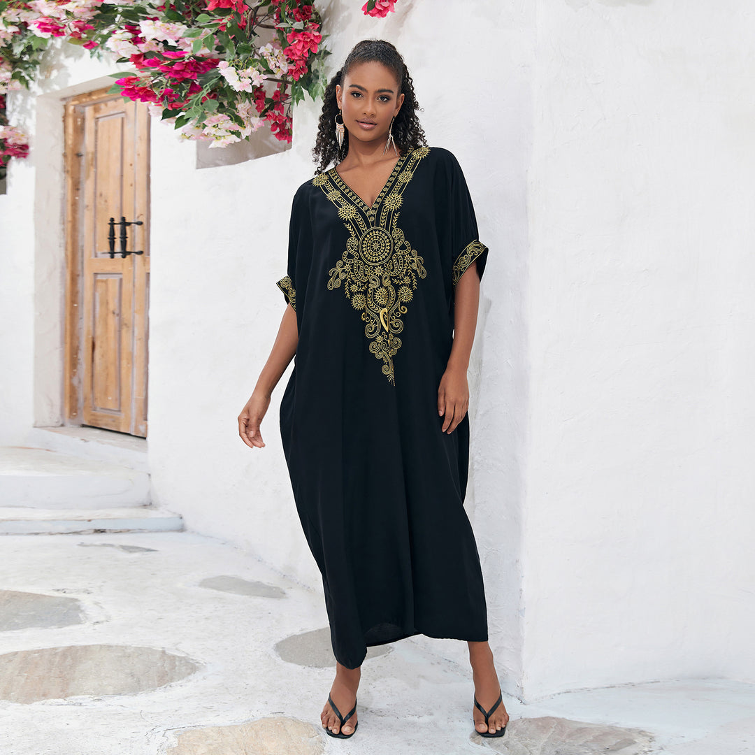 Dame Kaftan med elegant broderi og vid pasform Stilla