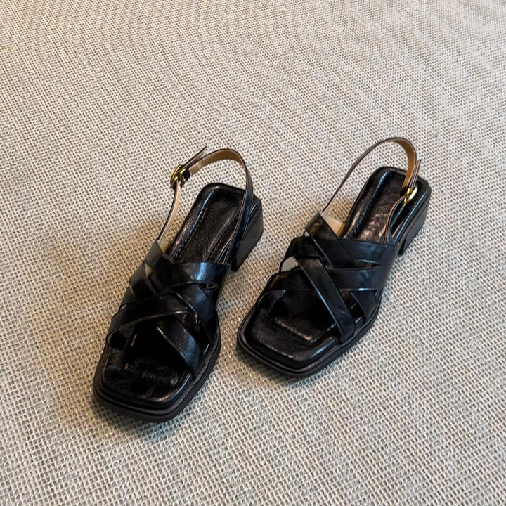 Dame Slingback Blokhælersandaler med Krydsdesign Stilla