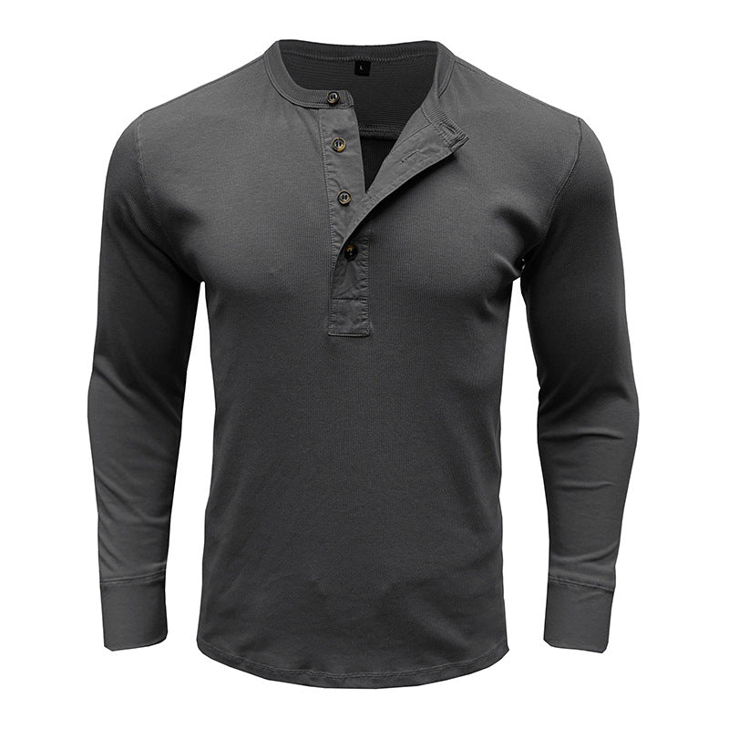 Stilla | Lange ærmer Regular fit bomuldsblanding Henley udskæring afslappet stil