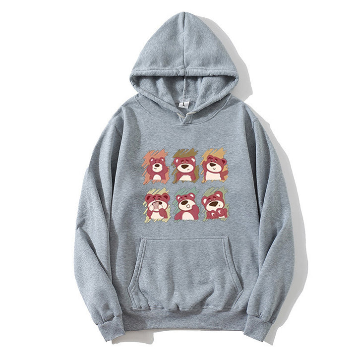 Kvinders hættepullover med dyre tegneserie design Skovae