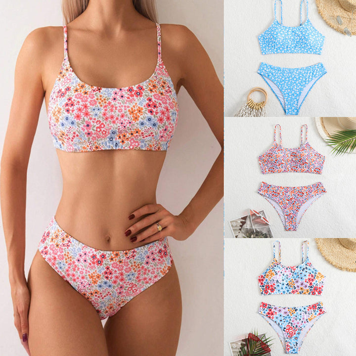 Dame bikini-sæt med moderigtigt blomsterprint og justerbare stropper Stilla