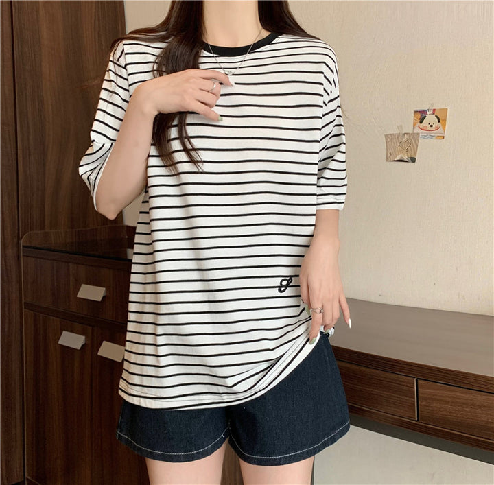 Damer Stribet Oversized T-Shirt Stilla