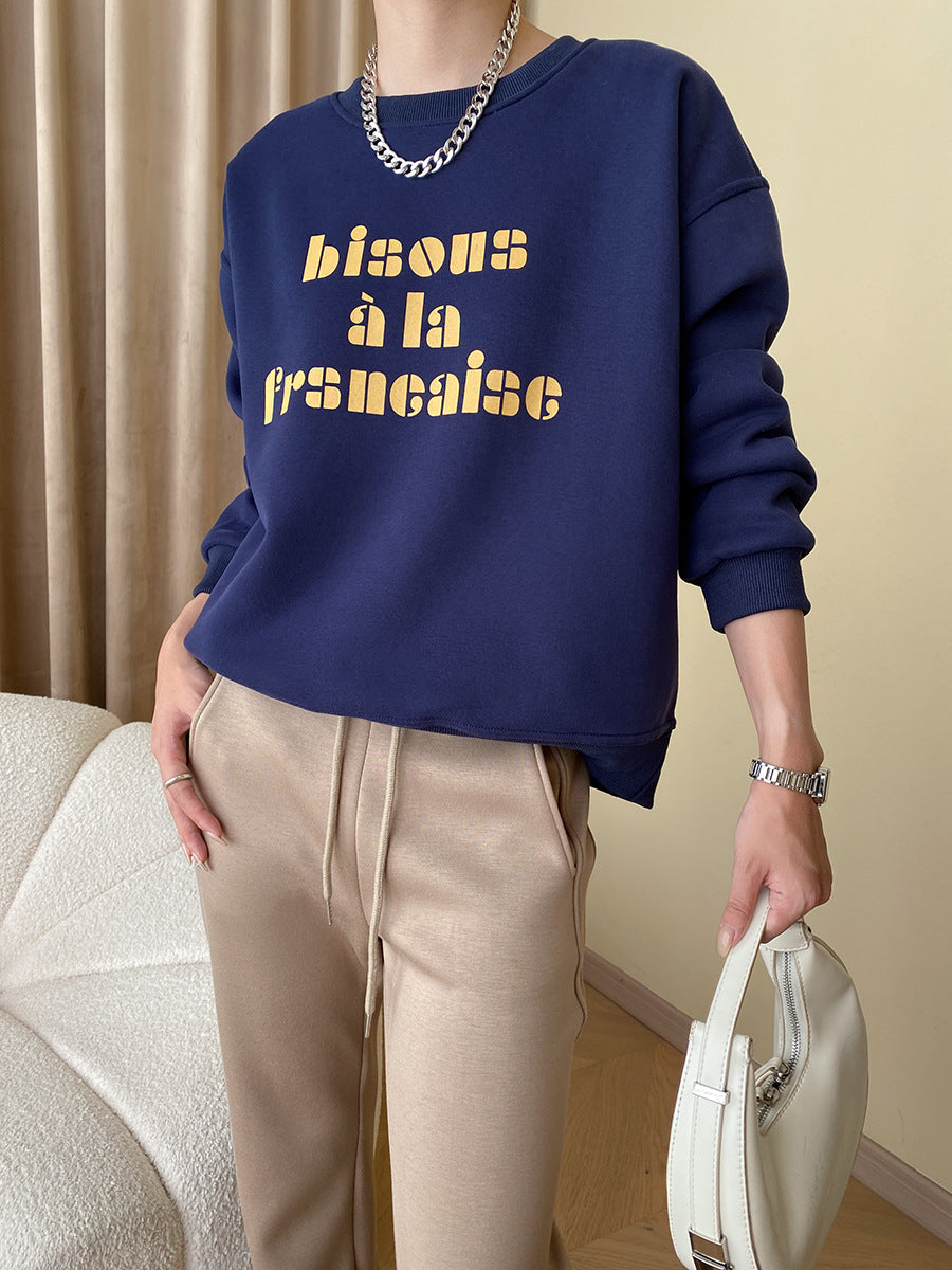 Dame casual sweatshirt med kreativt tekst Stilla