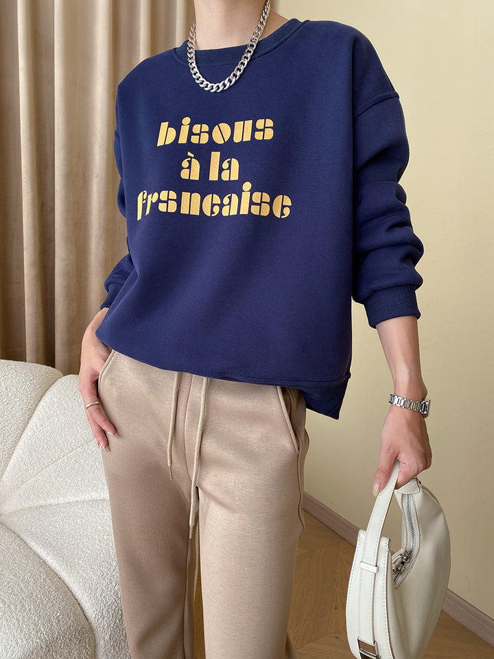 Dame casual sweatshirt med kreativt tekst Stilla