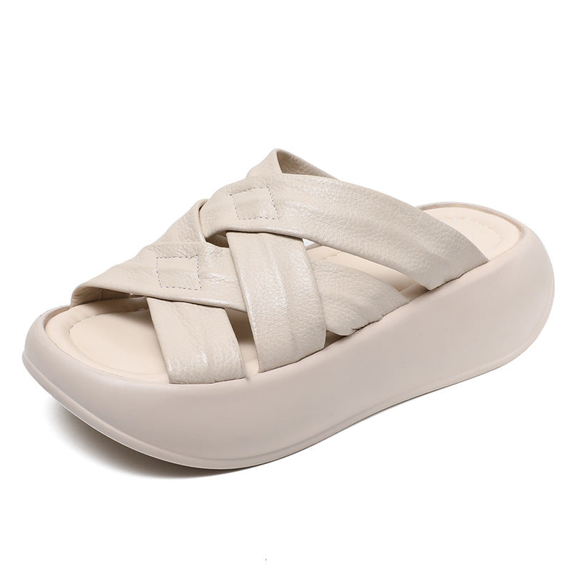 Kvinder Chunky Slide Sandaler med Krydsbåndsdesign Stilla