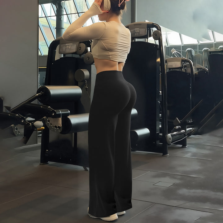 Dame sportleggings med høj talje og åndbart materiale Skovae