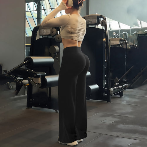 Dame sportleggings med høj talje og åndbart materiale Skovae