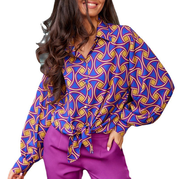 Dame Trendy og elegant bluse med geometrisk mønster Stilla