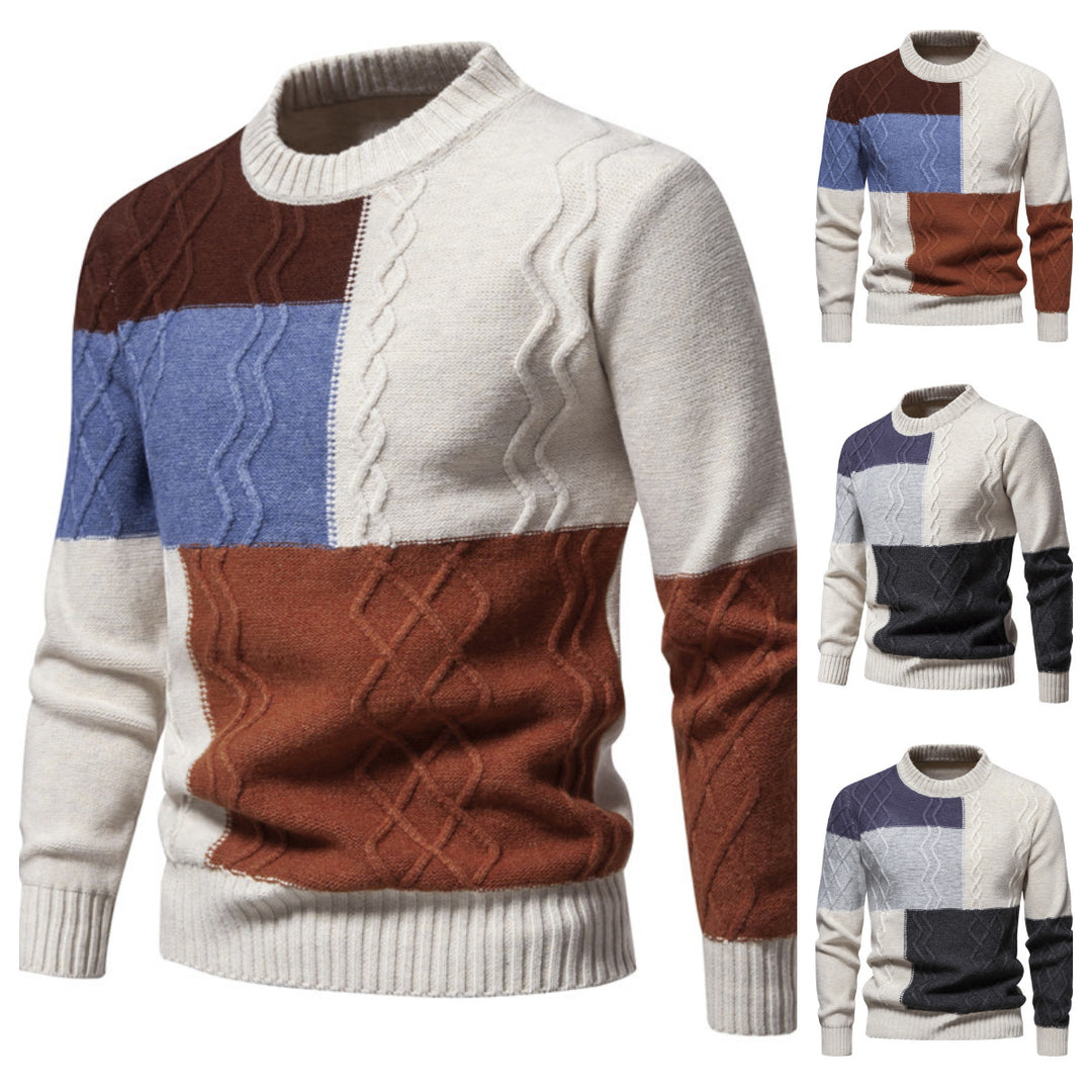 Herrernes Patchwork Kabelstrikpullover Stilla