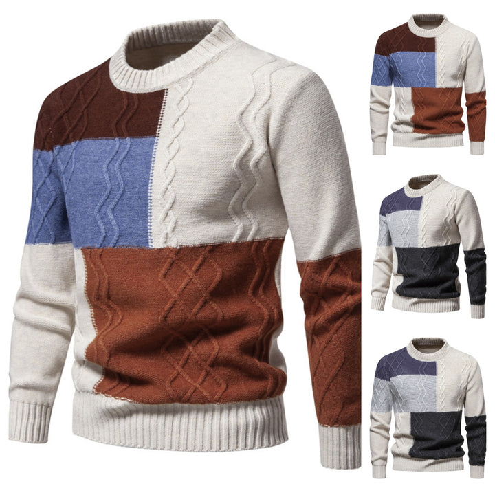 Herrernes Patchwork Kabelstrikpullover Stilla