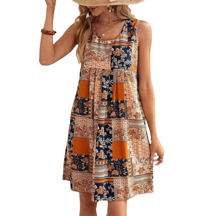 Dame luftig sommerkjole med patchwork-design Stilla
