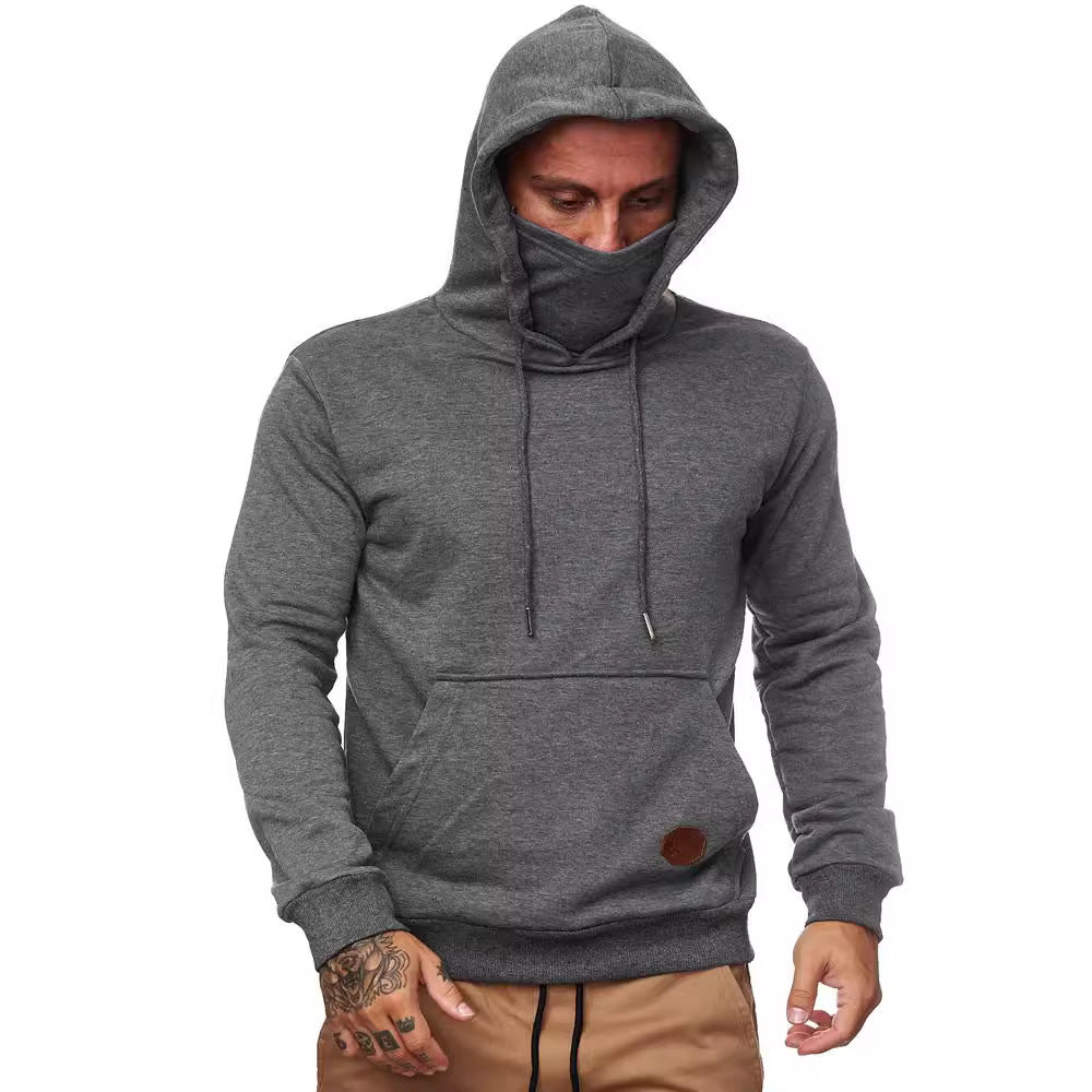 Herrer Hoodie med integreret ansigtsschutz og praktisk kængurulomme-design Stilla