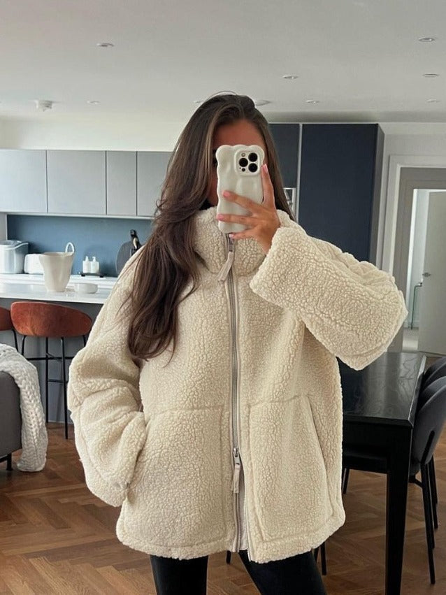 Femme Cozy Sherpa Zip-Up Jakke Stilla
