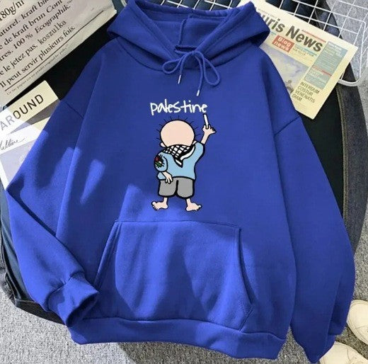 Dame hoodie med kreativt illustreret design Skovae