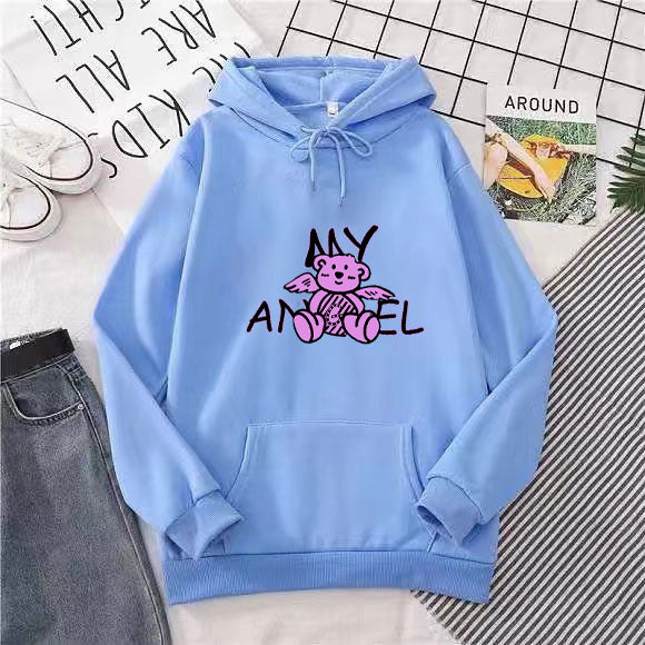Kvinders hoodie med sødt engel bjørn design Skovae