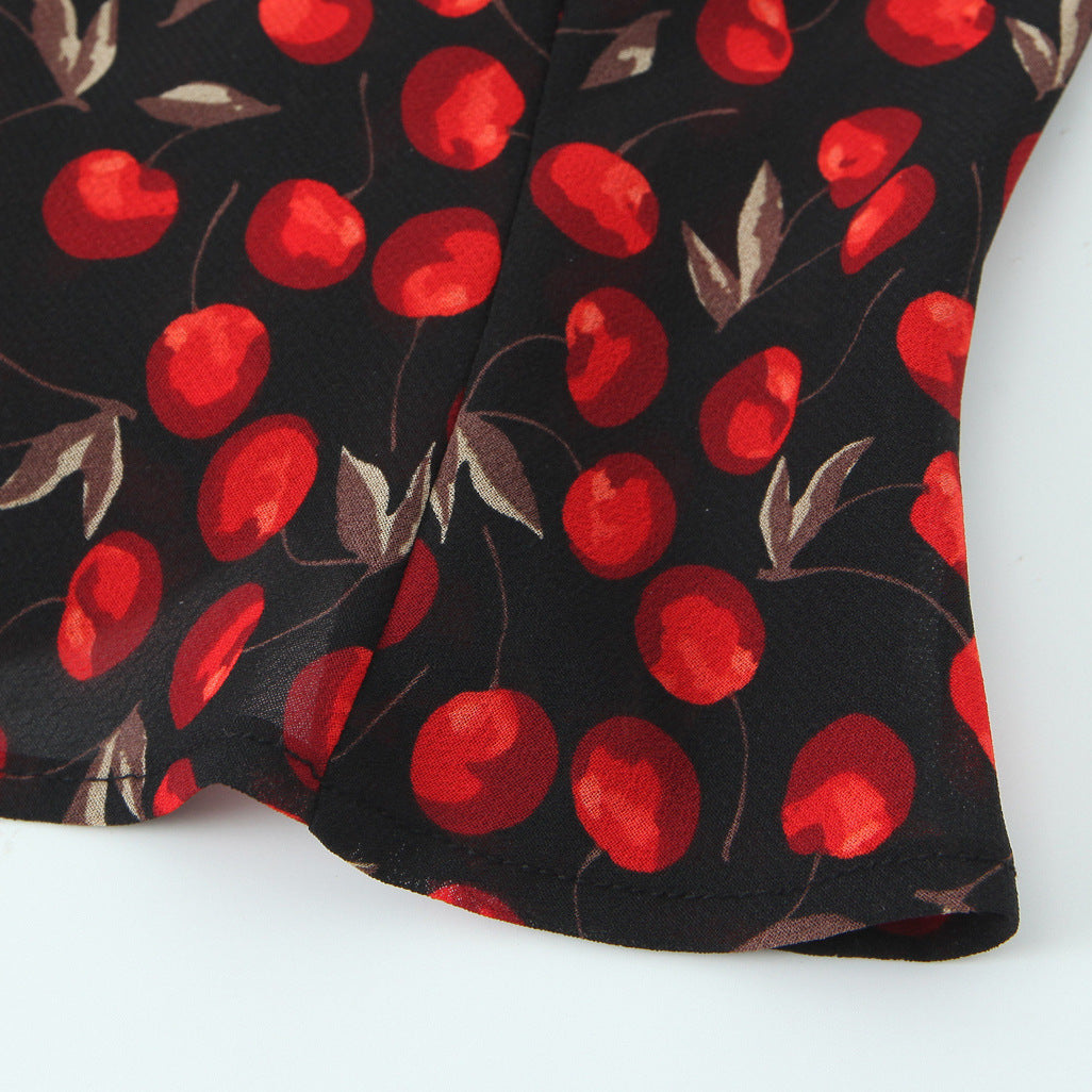 Dame Crop-top med ruffle-detaljer og blomsterdesign Stilla