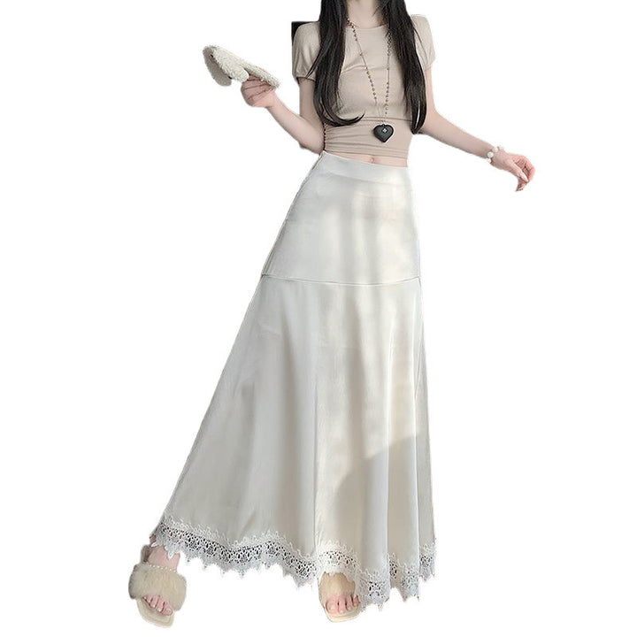 Femme Boho-stil maxi-nederdel med spidskant Stilla