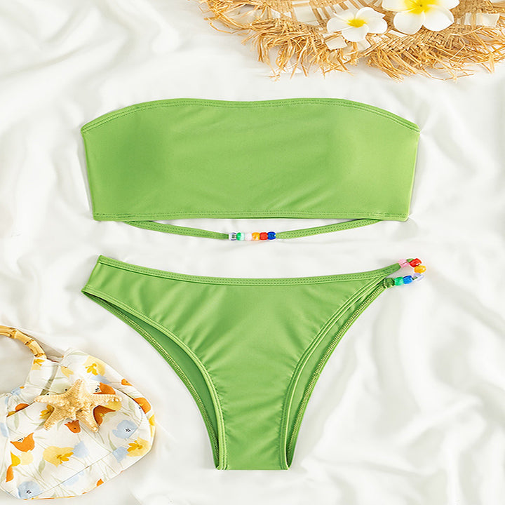 Dame Bandeau-Bikini med farverig binde-design Skovae