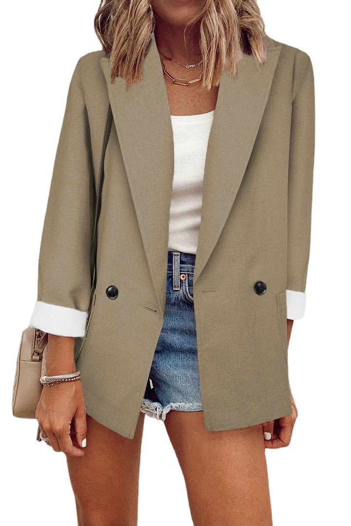 Dame Elegant Oversized Blazer med dobbeltrække af knapper og stilfulde detaljer Stilla