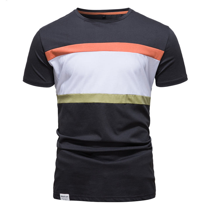 Herrer mode T-shirt med trendy farveblokke Stilla