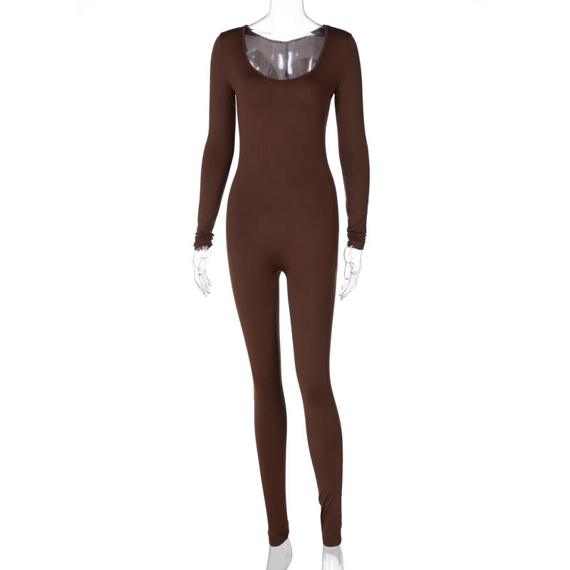 Dame Elegant Langærmet Jumpsuit lavet af kvalitets stræk materiale Stilla